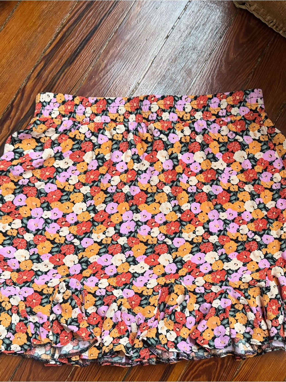 LOFT Floral Ruffle Hem Mini Skirt